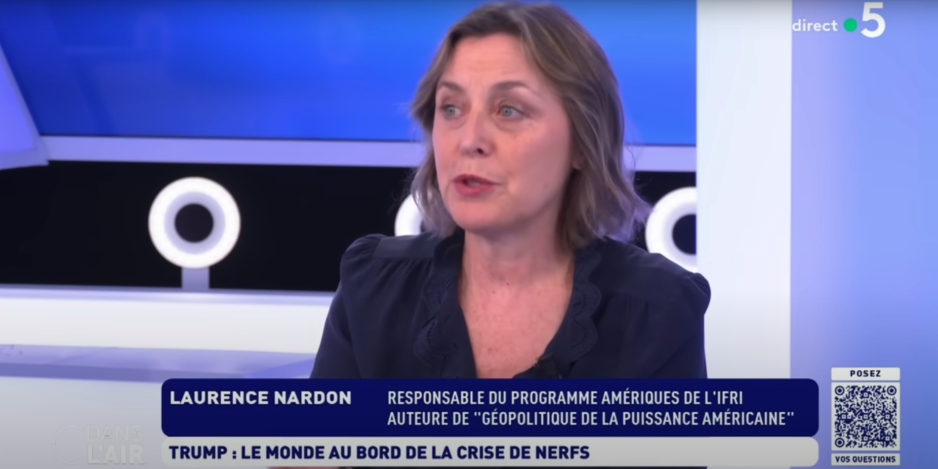 Trump : le monde au bord de la crise de nerfs, Laurence Nardon, invitée de "C dans l'air" sur France 5, avril 2025
