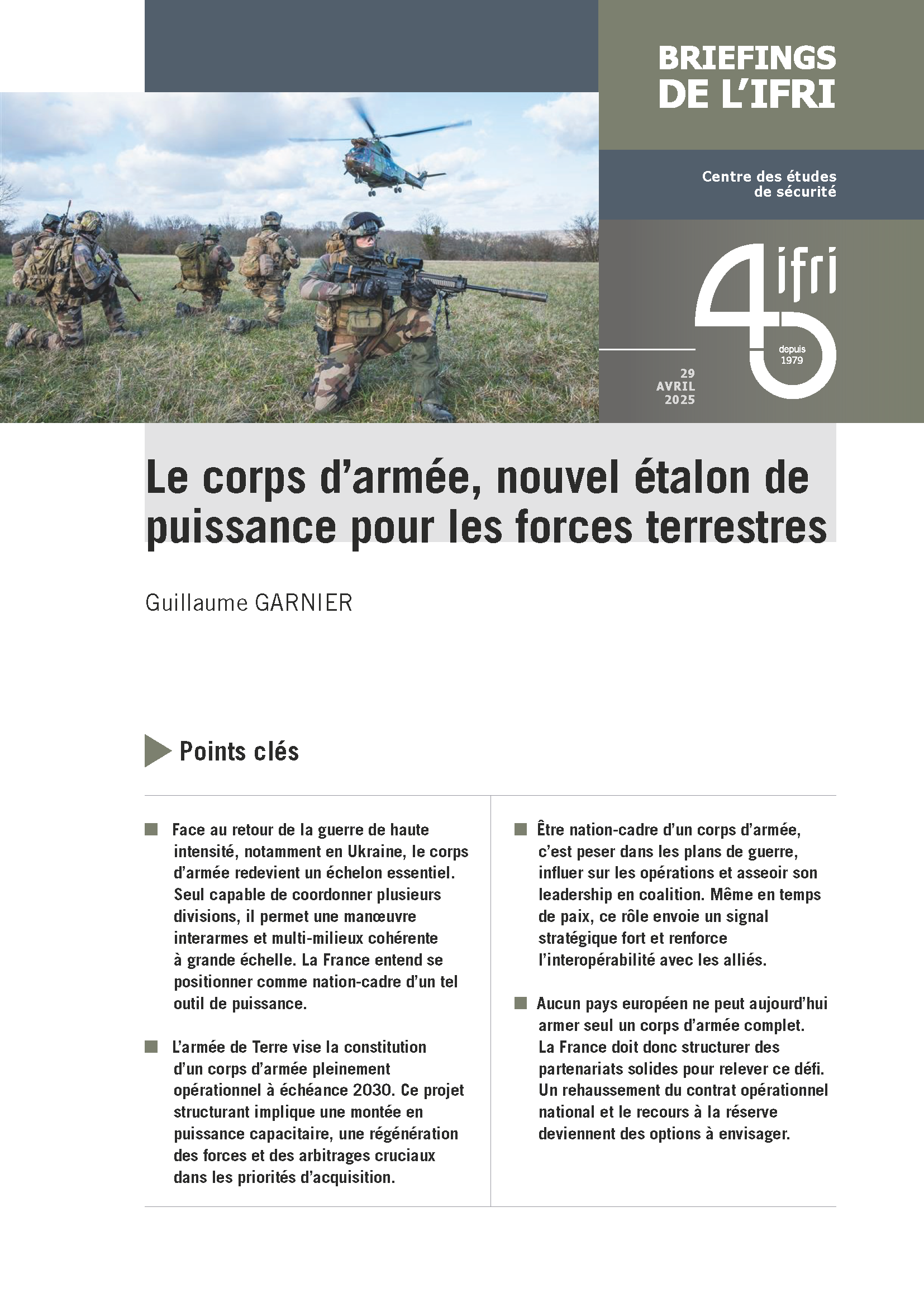 Briefing Corps d'armée, Guillaume Garnier, 2025