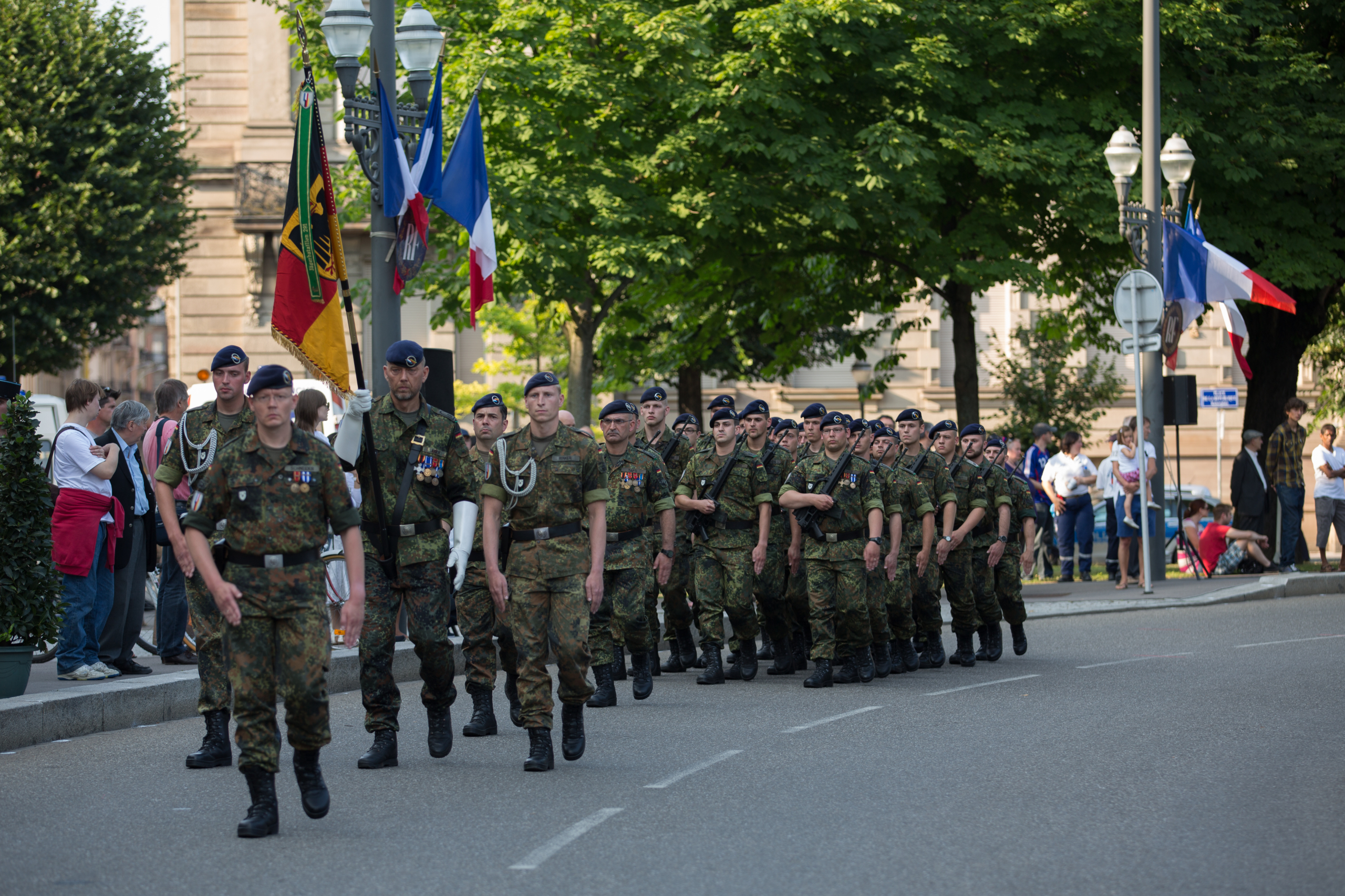 Jägerbataillon 291 during the July 14th parade, Place de la République, Strasbourg, 2013.