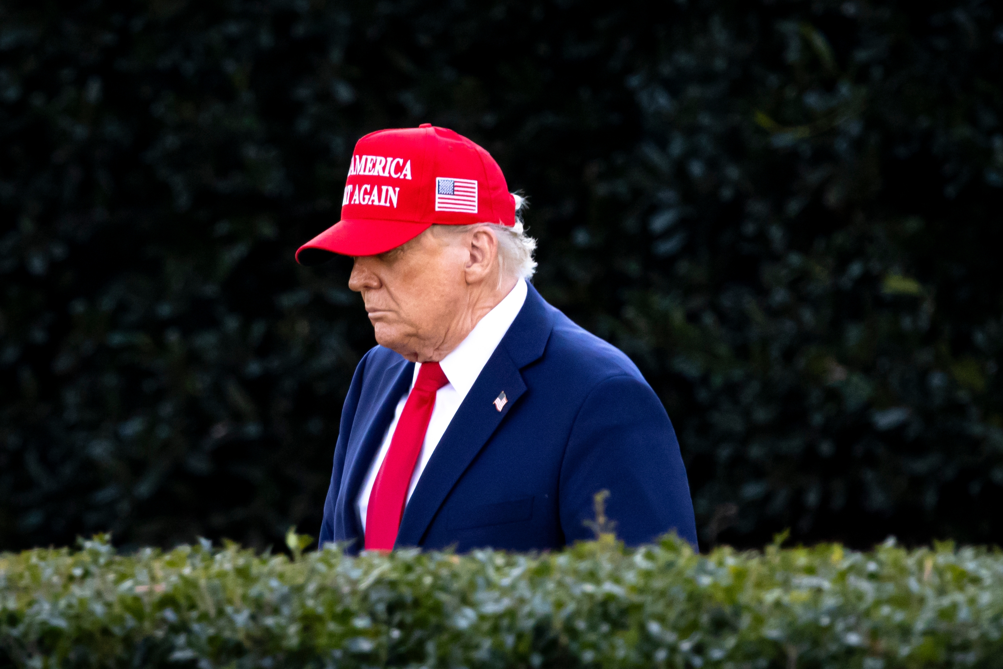 Donald Trump quittant la Maison Blanche, le 28 février 2025