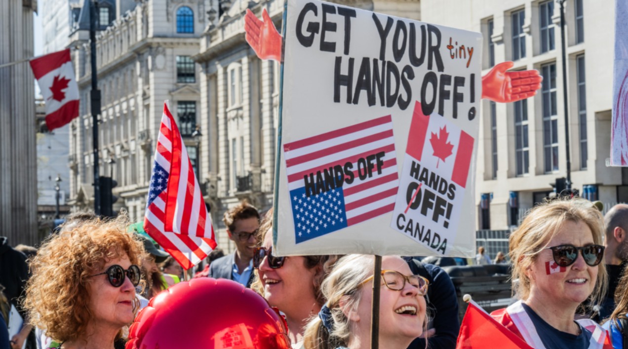 Manifestation « Pas touche », devant le Haut-Commissariat du Canada, Trafalgar Square, Londres - 5 avril 2025