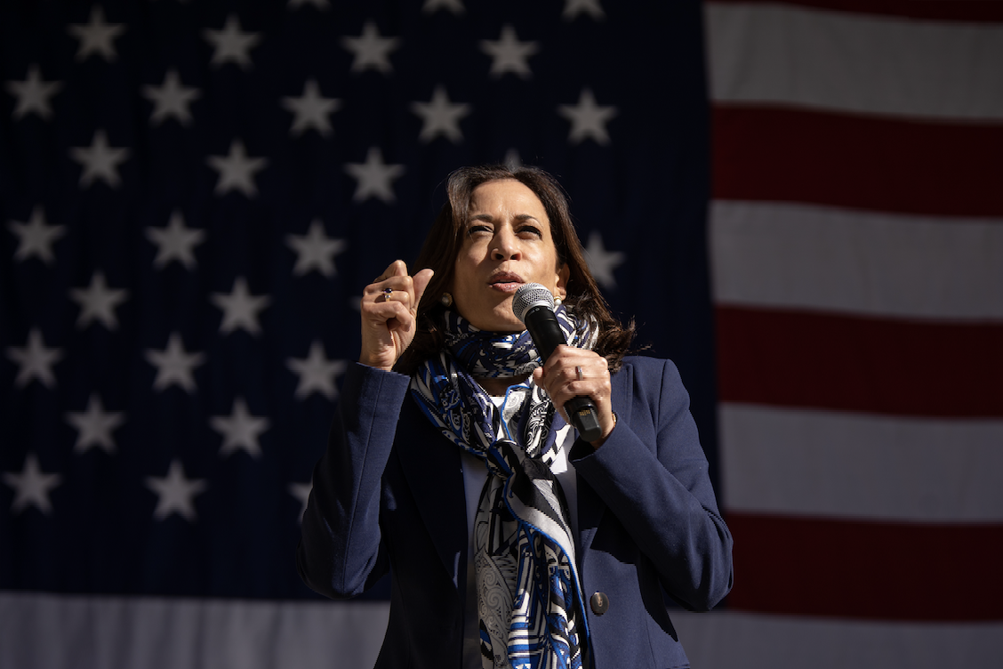 Kamala Harris, lors d'un meeting politique à Reno (États-Unis) en 2020.