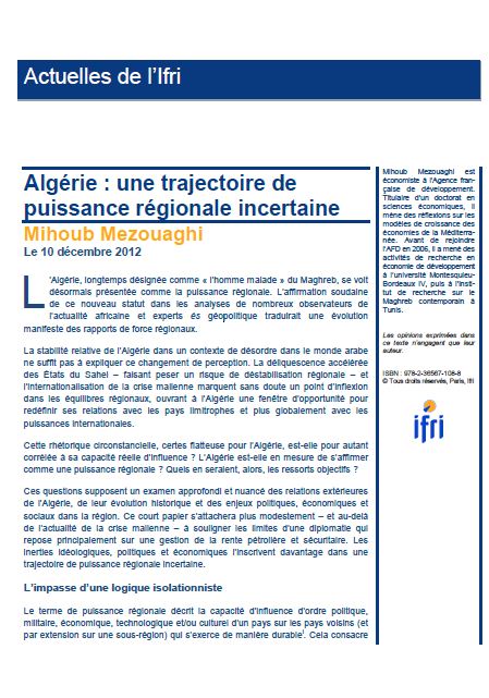 Algérie : une trajectoire de puissance régionale incertaine