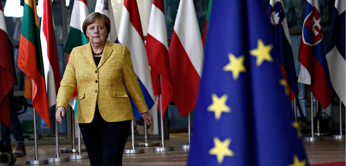 Chancellor of Germany, Angela Merkel arrives for a meeting with European Union leaders in Brussels Belgium on Dec. 14, 2017.