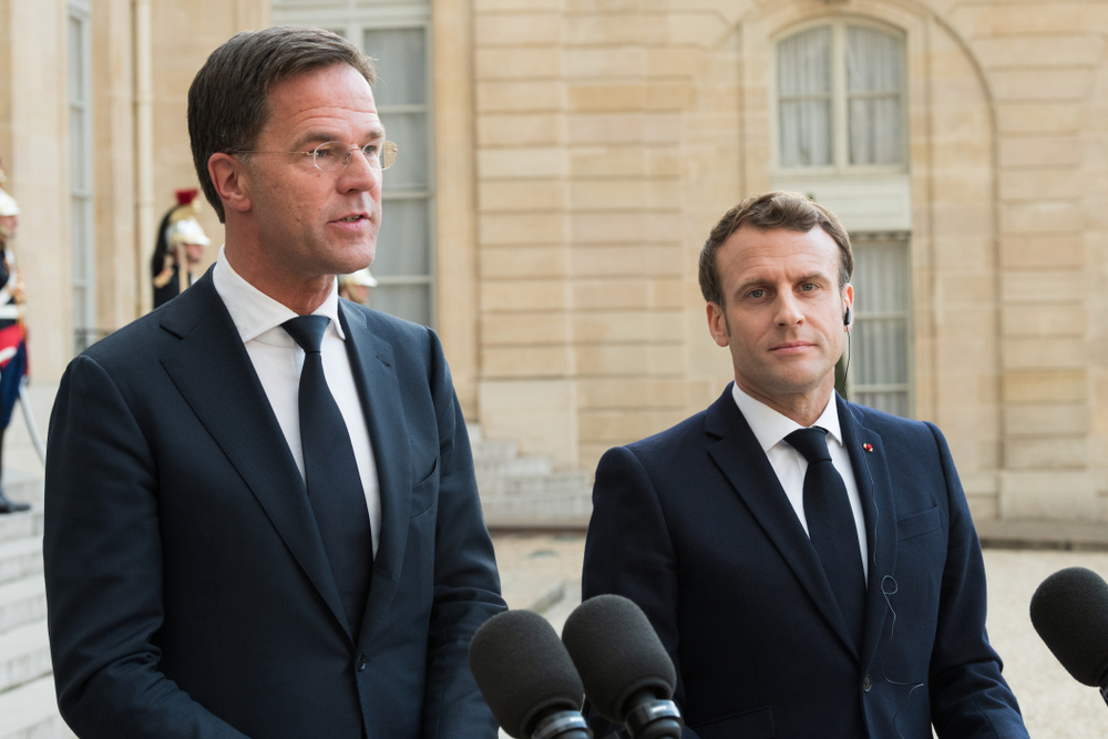 Prime Minister of the Netherlands Mark Rutte and french president Emmanuel Macron, Elysee Palace