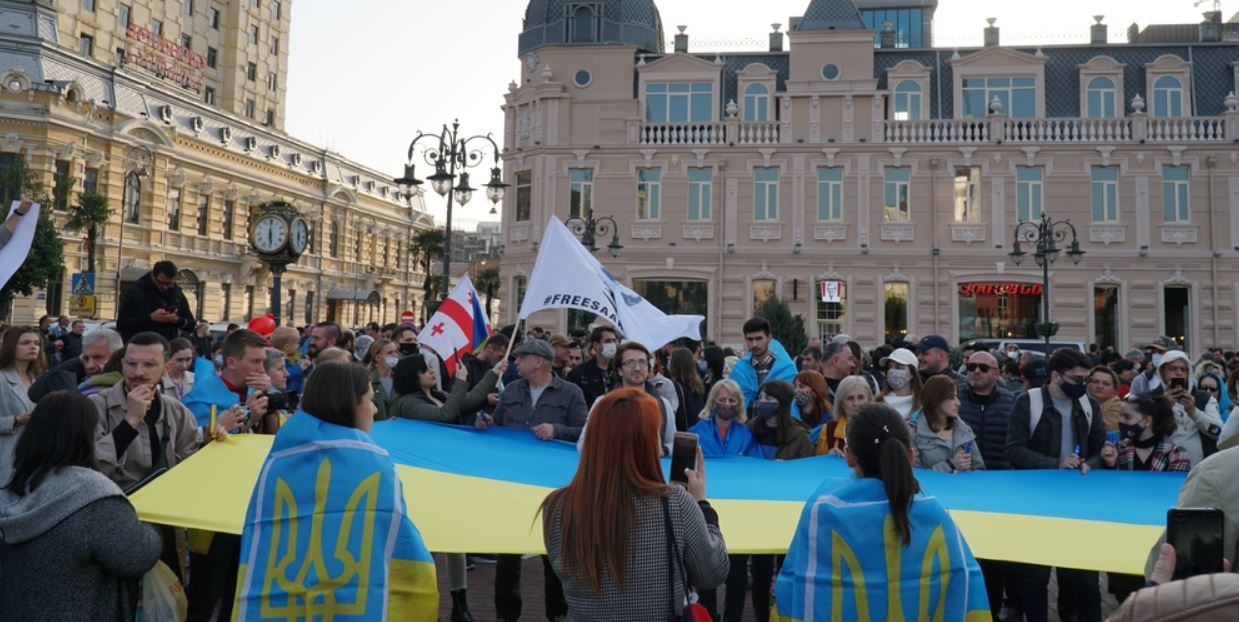 Manifetsation de soutien de l'Ukraine en Géorgie, Batumi, 24.02.2022