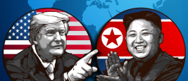 Portrait of U.S. President Donald Trump and North Korean Leader Kim Jong-un